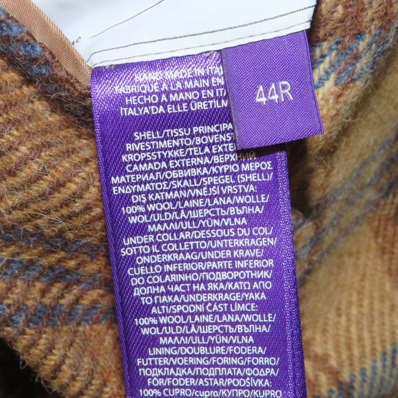 Ralph Lauren Purple Label Handmade Kent Bellows Brown Plaid 44R NWT $4995 - Picture 14 of 15